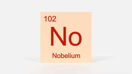 Nobelium Element 3D Render - Periodic Table Box with Atomic Number 102, Scientific Education, Chemistry Classroom, Modern Science Poster, and Laboratory Wall Art