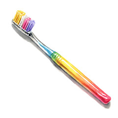 Toothbrush in watercolor style, vector illustration, isolated on white background.
