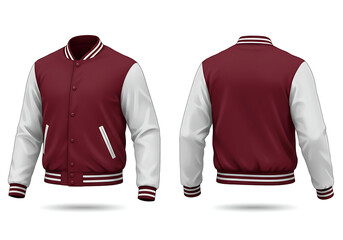 Burgundy and White Baseball Jacket Mockup