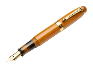 Elegant fountain pen writing on paper home office product minimalist style creativity and professionalism. Cut out png