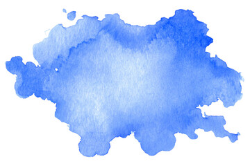 Blue watercolor paint splash isolated on transparent background