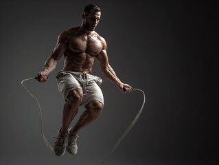 ジャンピングロープをする男性