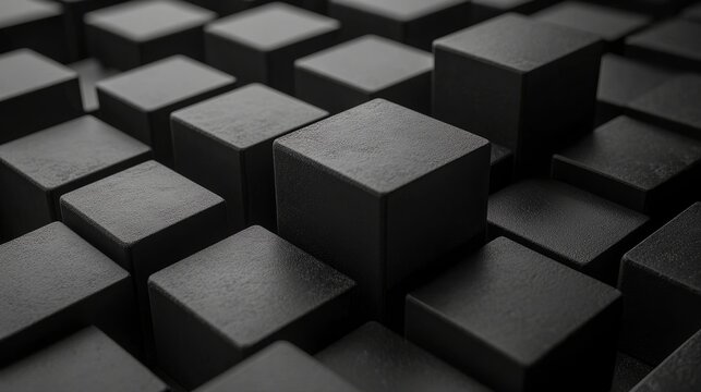 Abstract pattern of dark cubes creates a visually striking effect and evokes a sense of modernity and sophistication
