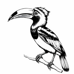 Fototapeta premium Hornbill Style Black & White