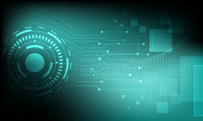 green circles circuit lines and dot lines wave curve cyberspace abstract high technology background