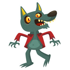 Cartoon funny werewolf character for Halloween design. Vector isolated