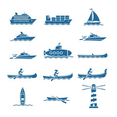 set of sailing ships and sea