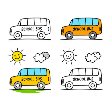 School bus vector icons on white background 