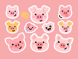 set of funny pigs