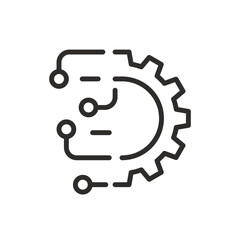 factory transformation icon, tech, gear linear vector illustration