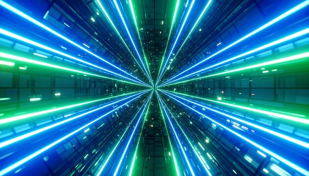 Neon-lit tunnel, futuristic, vibrant