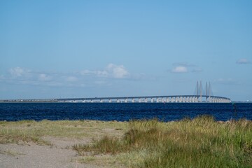 View of the Oresund Bridge connecting Sweden and Denmark.