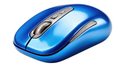 Blue Computer Mouse: A sleek, modern blue computer mouse, showcasing its elegant design, the essential tool for digital navigation and control, is presented in perfect detail and pristine condition.