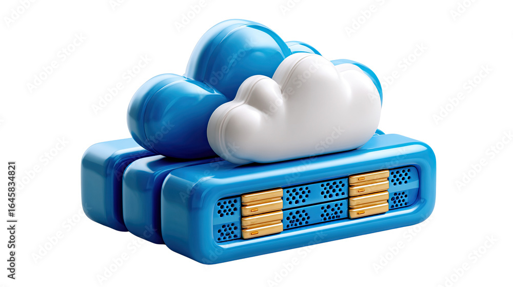 Poster cloud computing: a 3d rendered artwork of the cloud computing in a digital world, showcasing a symbo