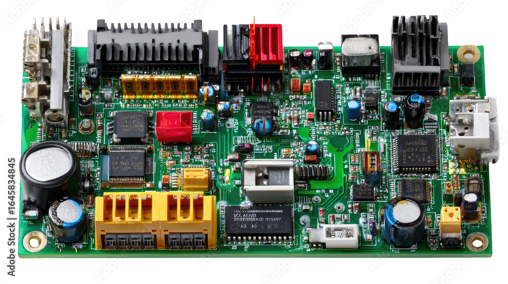 Poster circuit board: a detailed shot of an intricate circuit board, showcasing the complexity of modern te