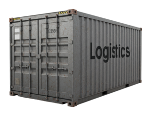Logistics container delivery warehouse 3d render industrial environment side supply chain management. Cut out png