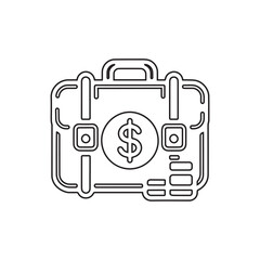 Briefcase with Dollar Sign icon Black and White Vector