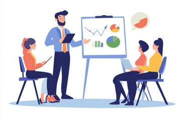 Fototapeta premium Business people discussing charts and statistics during presentation meeting