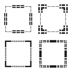 Abstract black squares. Decorative pixel shapes. Tech style corners.