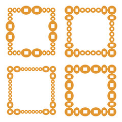 Orange shapes border. Oval square vector. Square decorative frame. Modern abstract corners.
