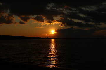 sunset over the river