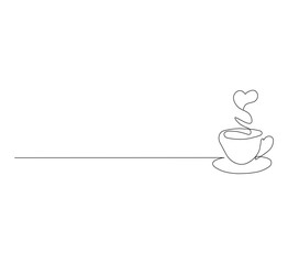 Secangkir Kopi dengan Cinta – Ilustrasi Minimalis Mug Kopi dengan Simbol Hati, Konsep Minuman Hangat untuk Desain Kafe, Romantis, dan Minuman Pagi dengan Latar Belakang Putih