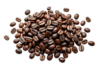 Obraz premium pile of roasted coffee beans isolated on transparent background