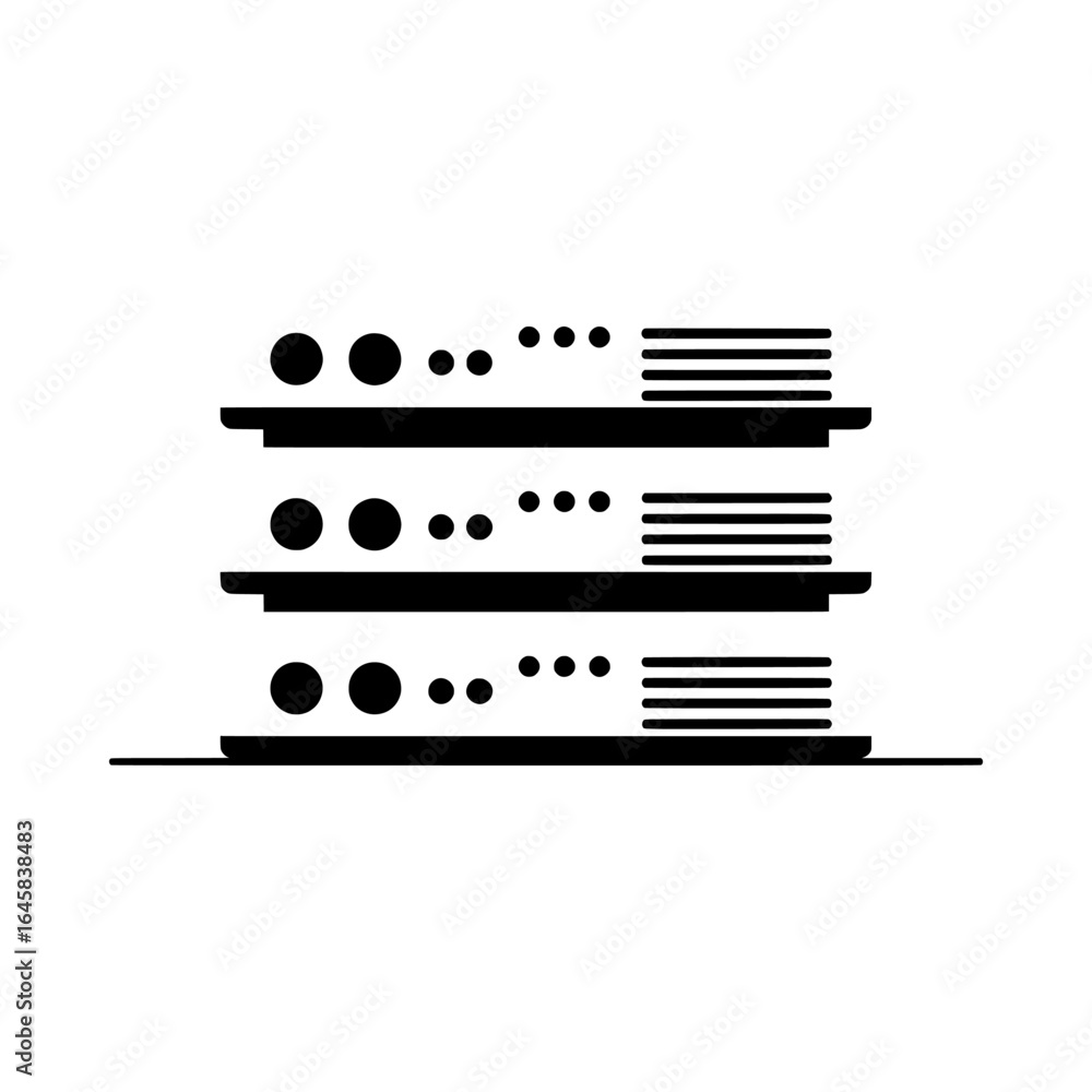 Poster vector illustration of abstract representation of data storage and processing, isolated on white bac