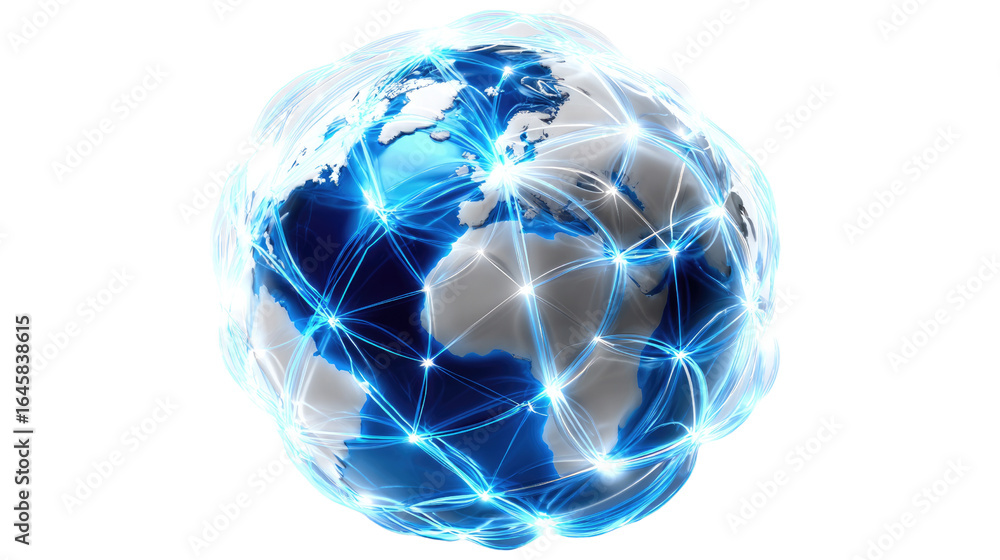 Poster global digital network: a vibrant representation of a connected world, showcasing the intricate web 