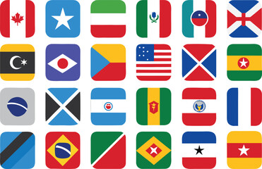 World Most Popular National Flags icon with white background