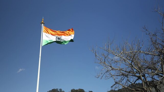 Best Locate Indian Flag View In Shimla, Himachal Pradesh, India. Aerial View In Shimla Videos, Indian Flag.