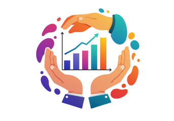 Growth chart held by hands isolated on transparent background