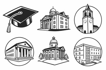 set of vintage buildings