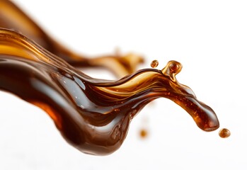 Vibrant brown paint fluid flowing on a white background, Brown liquid creates a visual effect
