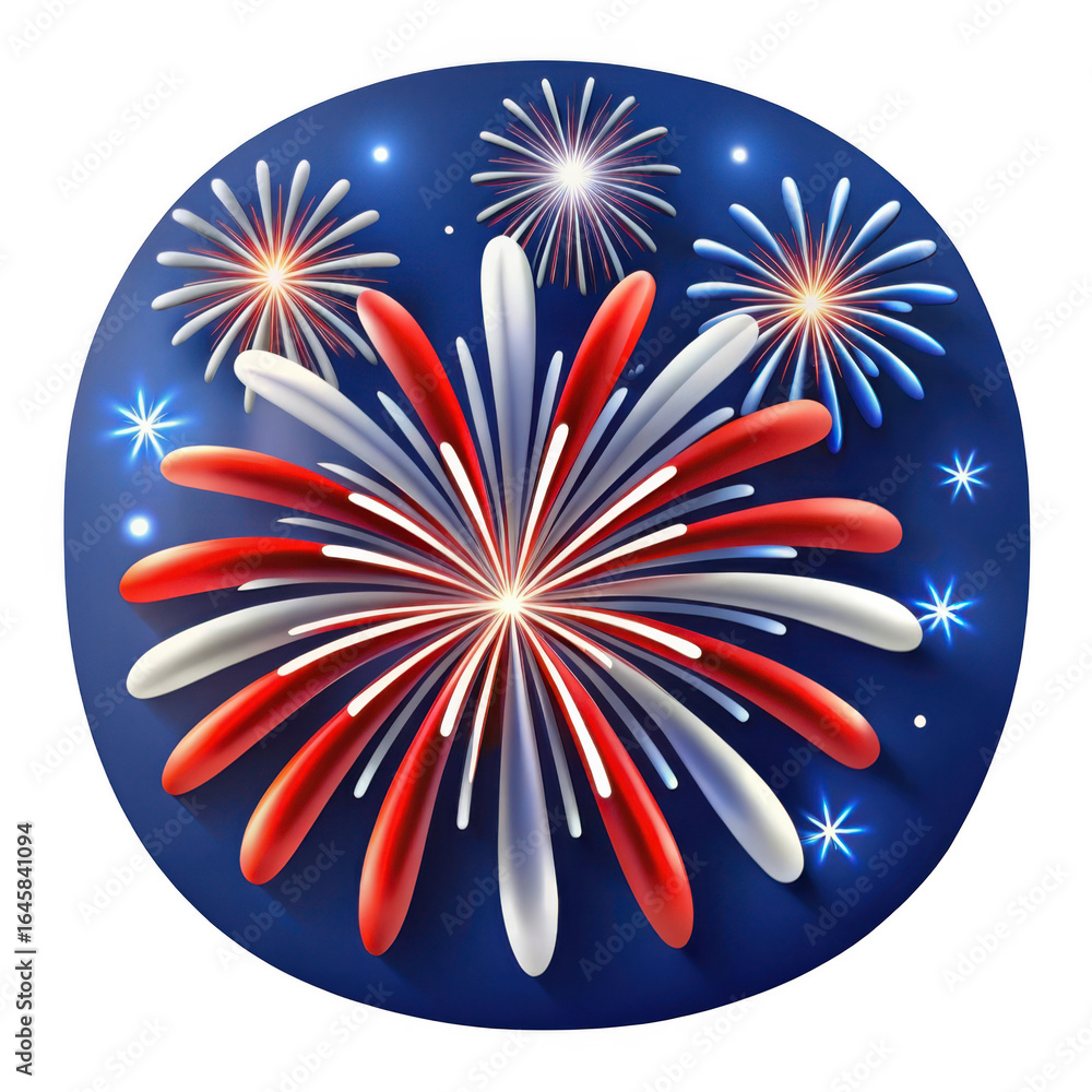 Poster 3d festive firework display isolated on transparent background