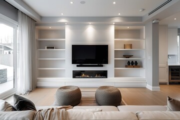 Modern living room design fireplace tv unit