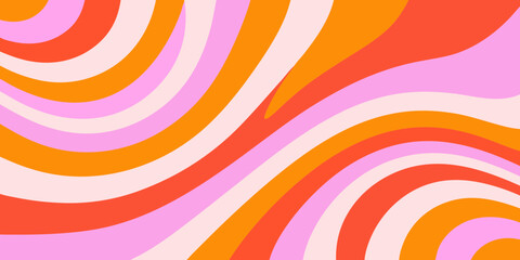 Retro swirl pattern in pink orange and cream
