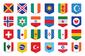 World Most Popular National Flags icon with white background