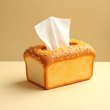 Perched quaintly on a windowsill or nestled on a cozy kitchen shelf, the whimsical tissue box takes the delightful form of a loaf of bread &mdash; a charming illusion that invites a double-take