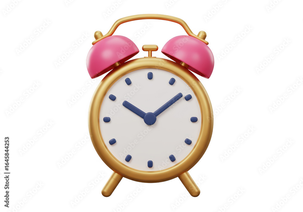 Poster retro alarm clock isolated on transparent background