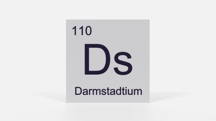 Darmstadtium Element 3D Render - Periodic Table Box with Atomic Number 110, Scientific Education, Chemistry Classroom, Modern Science Poster, and Laboratory Wall Art