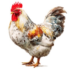 A watercolor painting of Chicken, vector illustration on white background. © Andrews