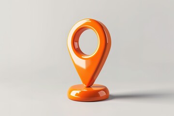 Orange 3d location pin icon symbol