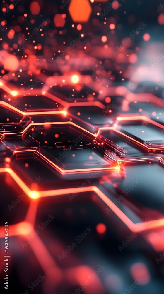 Poster abstract technology themed image with a network of glowing circuits