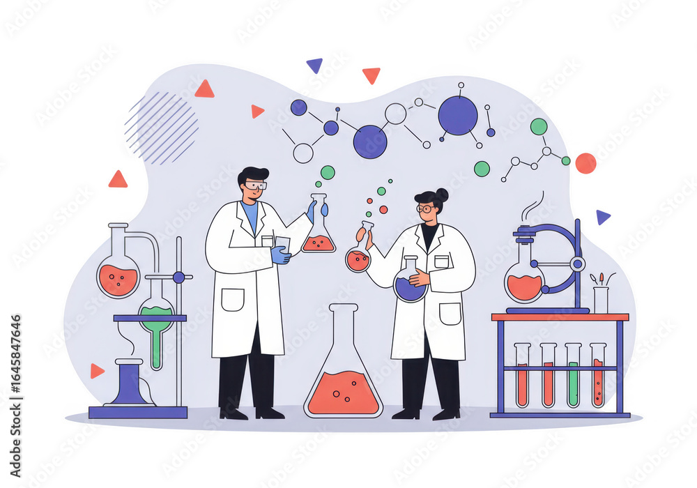 Poster science lab experiment isolated on transparent background