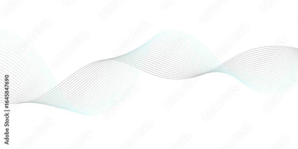 Poster abstract smooth white wave digital geometric technology, data science frequency gradient lines on tr