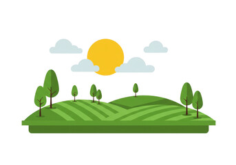 Fototapeta premium Sunny rolling hills isolated on transparent background