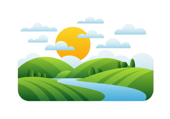 Obraz premium Sunny rolling hills isolated on transparent background