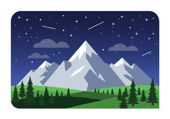 Fototapeta premium Majestic mountain night scene isolated on transparent background
