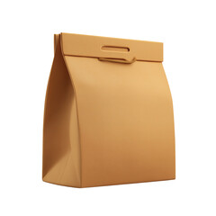 3D Cartoon style Brown paper bag isolated on a transparent background